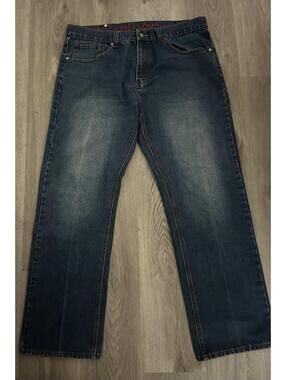 LINEA UOMO RELAXED Straight Fit Denim Blue Jeans Mens Size 38 X 32